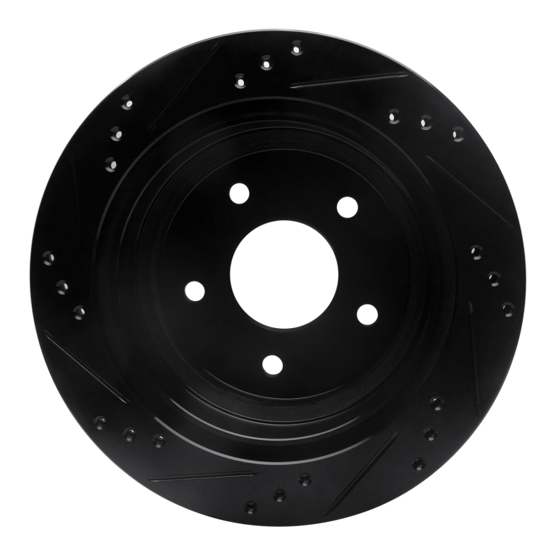 Chevrolet S10 Brake Rotor (1) - Rear Right - R1 Concepts - Drilled & Slotted - Black - `98-`05